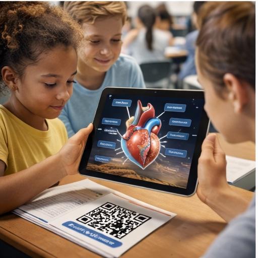 Students exploring an interactive 3D heart model together with Unbounded AR