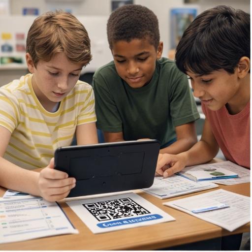 Students scanning a QR code to learn together with Unbounded AR