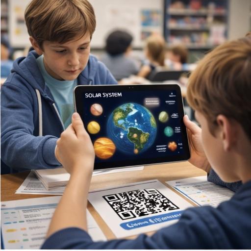 Students exploring the solar system with AR